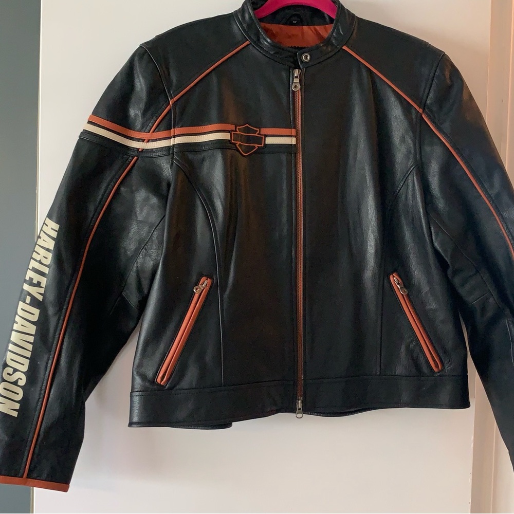 Harley-Davidson Black and Orange Leather Jacket